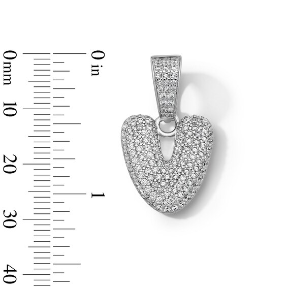 Solid Sterling Silver CZ Bubble Initial “V” Charm
