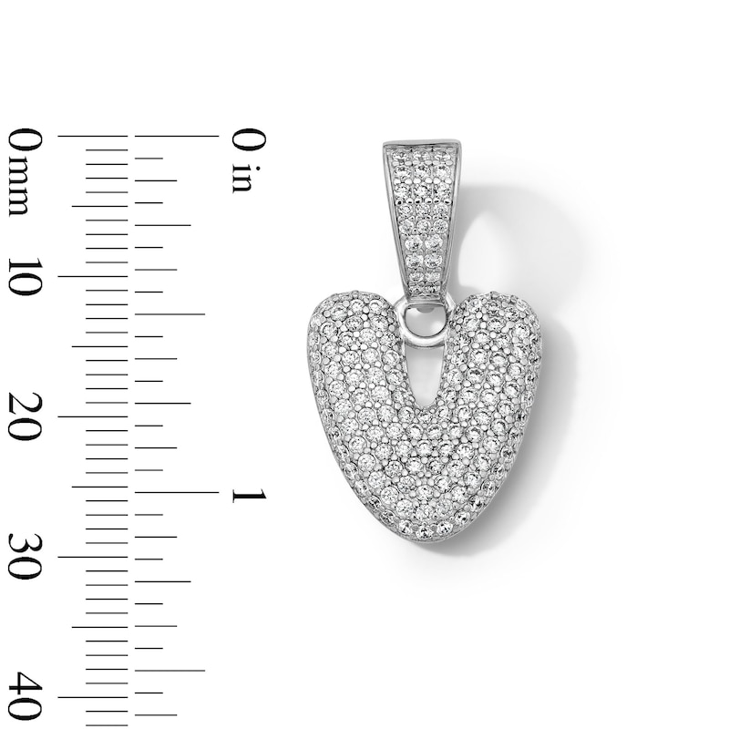 Main Image 2 of Solid Sterling Silver CZ Bubble Initial “V” Charm