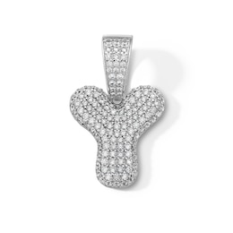 Solid Sterling Silver CZ Bubble Initial “Y” Charm