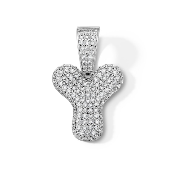 Solid Sterling Silver CZ Bubble Initial “Y” Charm