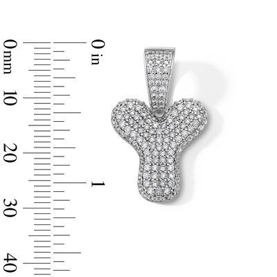 Solid Sterling Silver CZ Bubble Initial “Y” Charm