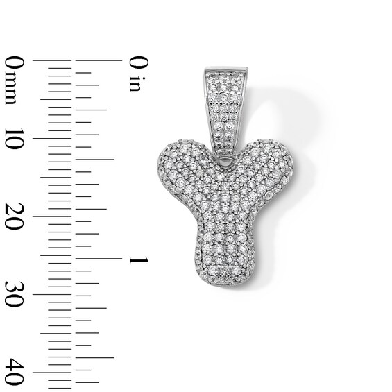 Solid Sterling Silver CZ Bubble Initial “Y” Charm