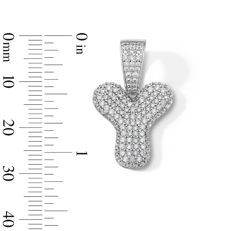 Main Image 2 of Solid Sterling Silver CZ Bubble Initial “Y” Charm