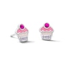 Thumbnail Image 1 of Child’s Solid Sterling Silver Pink Crystal and Resin Cupcake Studs