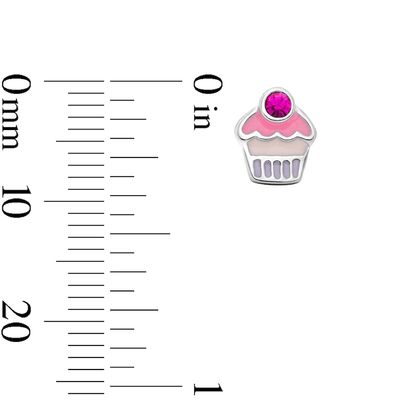 Main Image 2 of Child’s Solid Sterling Silver Pink Crystal and Resin Cupcake Studs