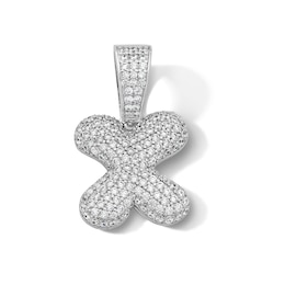 Solid Sterling Silver CZ Bubble Initial “X” Charm