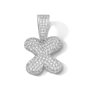 Solid Sterling Silver CZ Bubble Initial “X” Charm