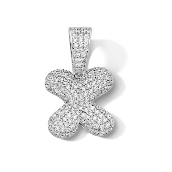 Solid Sterling Silver CZ Bubble Initial “X” Charm