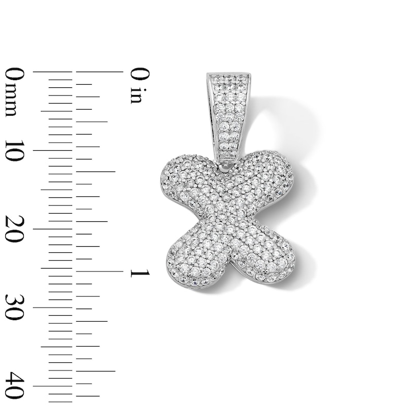 Main Image 2 of Solid Sterling Silver CZ Bubble Initial “X” Charm