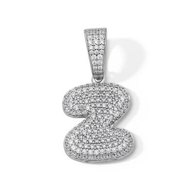 Solid Sterling Silver CZ Bubble Initial “Z” Charm