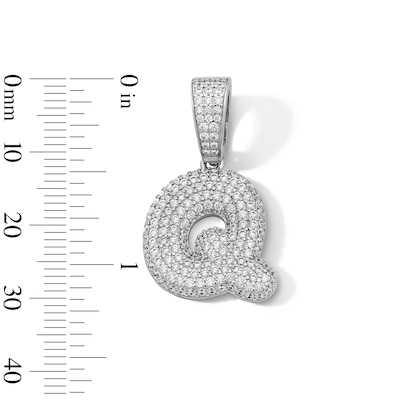 Solid Sterling Silver CZ Bubble Initial “Q” Charm