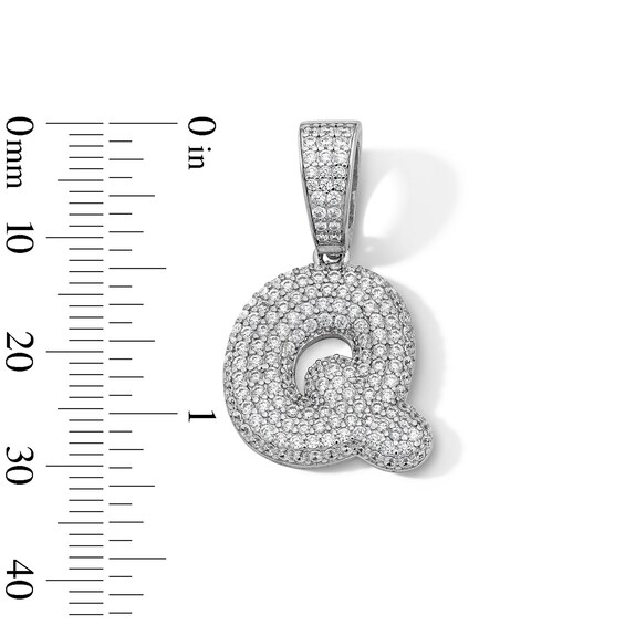 Solid Sterling Silver CZ Bubble Initial “Q” Charm