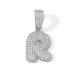 Solid Sterling Silver CZ Bubble Initial “R” Charm