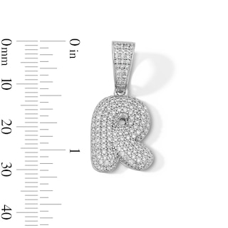 Solid Sterling Silver CZ Bubble Initial “R” Charm