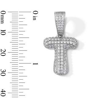 Solid Sterling Silver CZ Bubble Initial “T” Charm