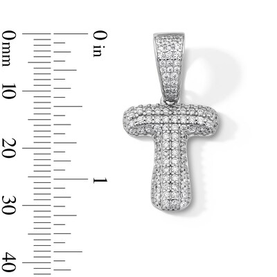 Solid Sterling Silver CZ Bubble Initial “T” Charm