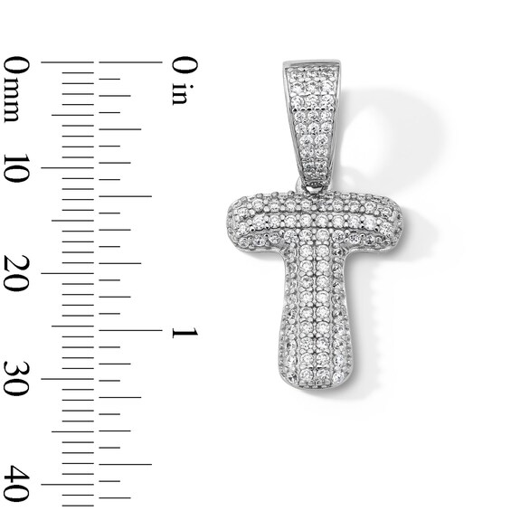 Solid Sterling Silver CZ Bubble Initial “T” Charm