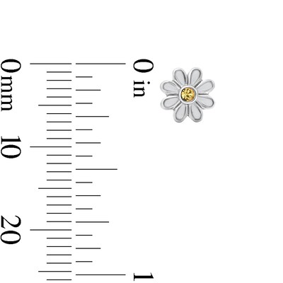 Child’s Solid Sterling Silver Yellow Crystal and Resin Flower Studs