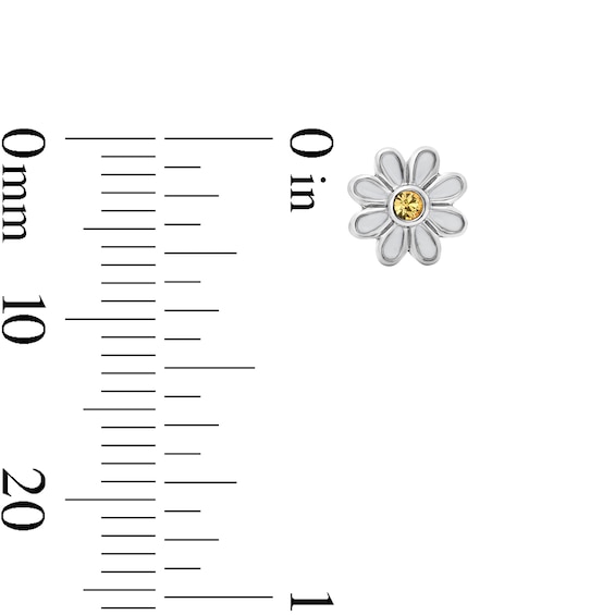 Child’s Solid Sterling Silver Yellow Crystal and Resin Flower Studs