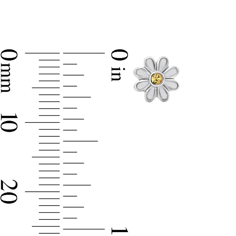 Main Image 2 of Child’s Solid Sterling Silver Yellow Crystal and Resin Flower Studs