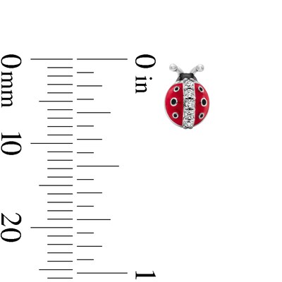 Child’s Solid Sterling Silver CZ and Resin Ladybug Studs