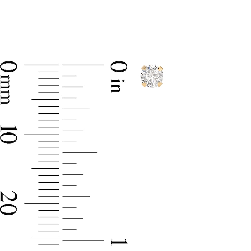 3mm Cubic Zirconia Solitaire Stud Piercing Earrings in 10K Solid Yellow Gold