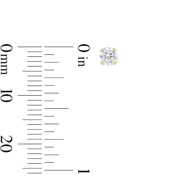 4mm Cubic Zirconia Solitaire Stud Piercing Earrings in 10K Solid Yellow Gold