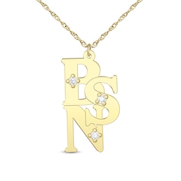 1/6 CT. T.W. Lab-Grown Diamond Stacked Monogram Pendant Necklace - 16″ + 2″