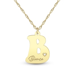 Diamond Accent Bubble Initial and Name Pendant Necklace - 16" + 2"