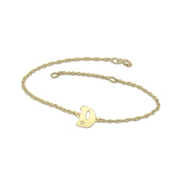 Diamond Accent Bubble Initial Rope Chain Bracelet - 6.25" + 1"