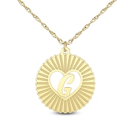 Initial Sunburst Circle Pendant Necklace - 16" + 2"