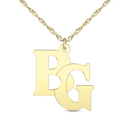 Overlapping Initials Pendant Necklace - 16" + 2"