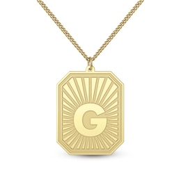 Octagon Initial Pendant Necklace - 22″