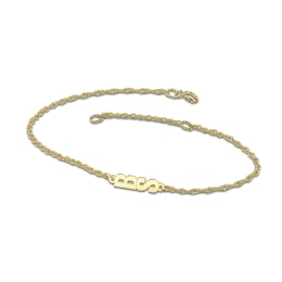 Stacked Initial Rope Chain Bracelet - 6.25" + 1"