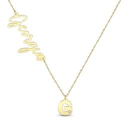 1/10 CT. T.W. Diamond Name and Initial Pendant Necklace - 16″ + 2″