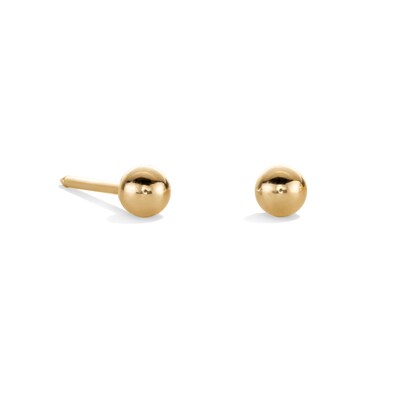3mm Ball Stud Piercing Earrings in 10K Solid Yellow Gold