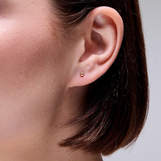 3mm Ball Stud Piercing Earrings in 10K Solid Yellow Gold
