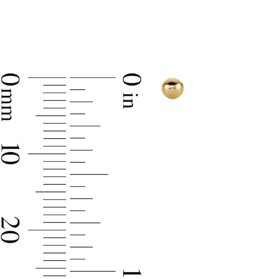 3mm Ball Stud Piercing Earrings in 10K Solid Yellow Gold