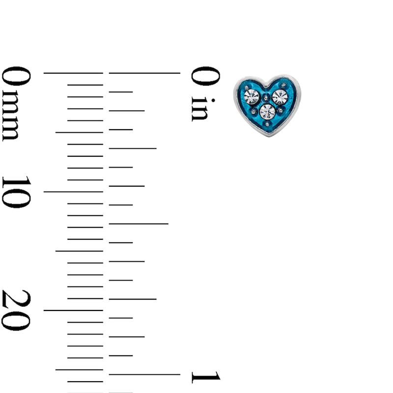 Main Image 2 of Child’s Solid Sterling Silver CZ, Crystal and Resin Heart, Butterfly and Stud Earrings Set