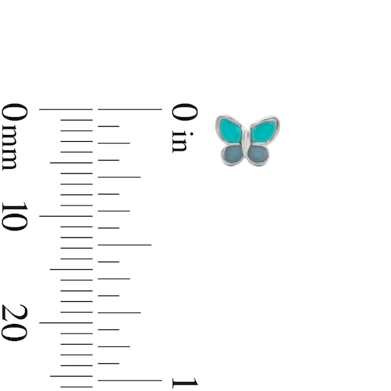 Child’s Solid Sterling Silver CZ, Crystal and Resin Heart, Butterfly and Stud Earrings Set