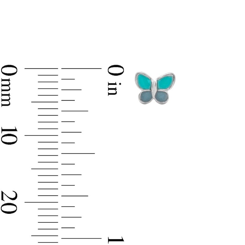 Main Image 3 of Child’s Solid Sterling Silver CZ, Crystal and Resin Heart, Butterfly and Stud Earrings Set