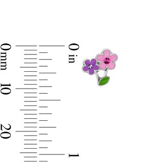 Child’s Solid Sterling Silver Pink CZ, Crystal and Resin Flower, Butterfly and Stud Earrings Set