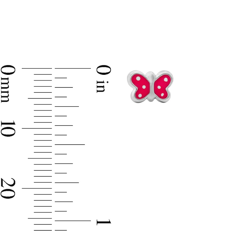 Main Image 3 of Child’s Solid Sterling Silver Pink CZ, Crystal and Resin Flower, Butterfly and Stud Earrings Set