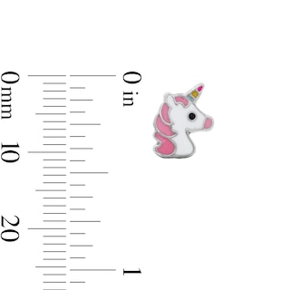 Child’s Solid Sterling Silver CZ and Resin Butterfly, Unicorn and Stud Earrings Set