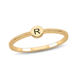 18K Gold-Plated Stackable Mini-Signet Initial Ring