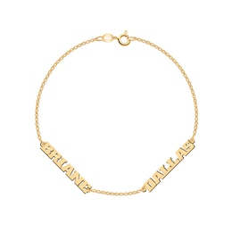 18K Gold-Plated Block Name Bracelet - 7"
