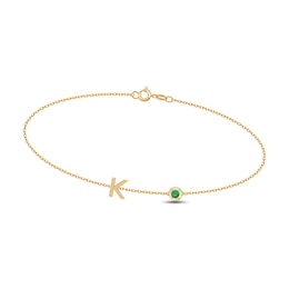 18K Gold-Plated Initial and Birthstone Bracelet - 7"