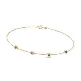 18K Gold-Plated Birthstone Station Bracelet - 7"