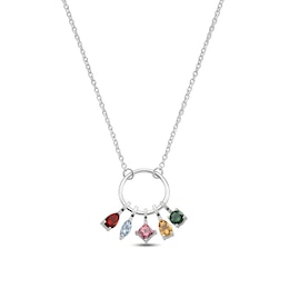 Sterling Silver Birthstone Charm Necklace - 16" + 2"