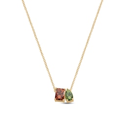 18K Gold-Plated Toi et Moi Birthstone Couple’s Necklace - 16" + 2"